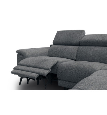 FIERO Ecksofa 4-Sitzer mit 1 Relaxfunktion und verstellbare Kopfstützen, dunkelgrau