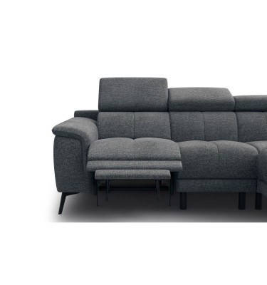 FIERO Ecksofa 4-Sitzer mit 1 Relaxfunktion und verstellbare Kopfstützen, dunkelgrau