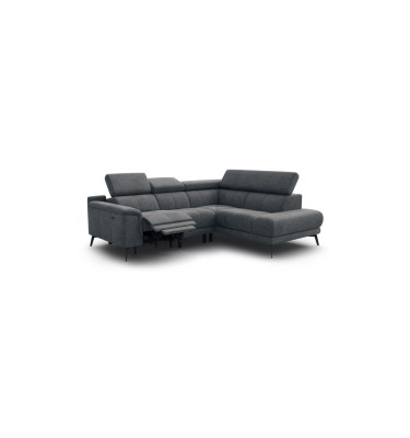 FIERO Ecksofa 4-Sitzer mit 1 Relaxfunktion und verstellbare Kopfstützen, dunkelgrau