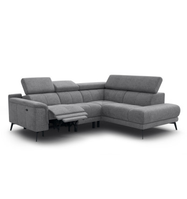 FIERO Ecksofa 4-Sitzer mit 1 Relaxfunktion und verstellbare Kopfstützen, grau