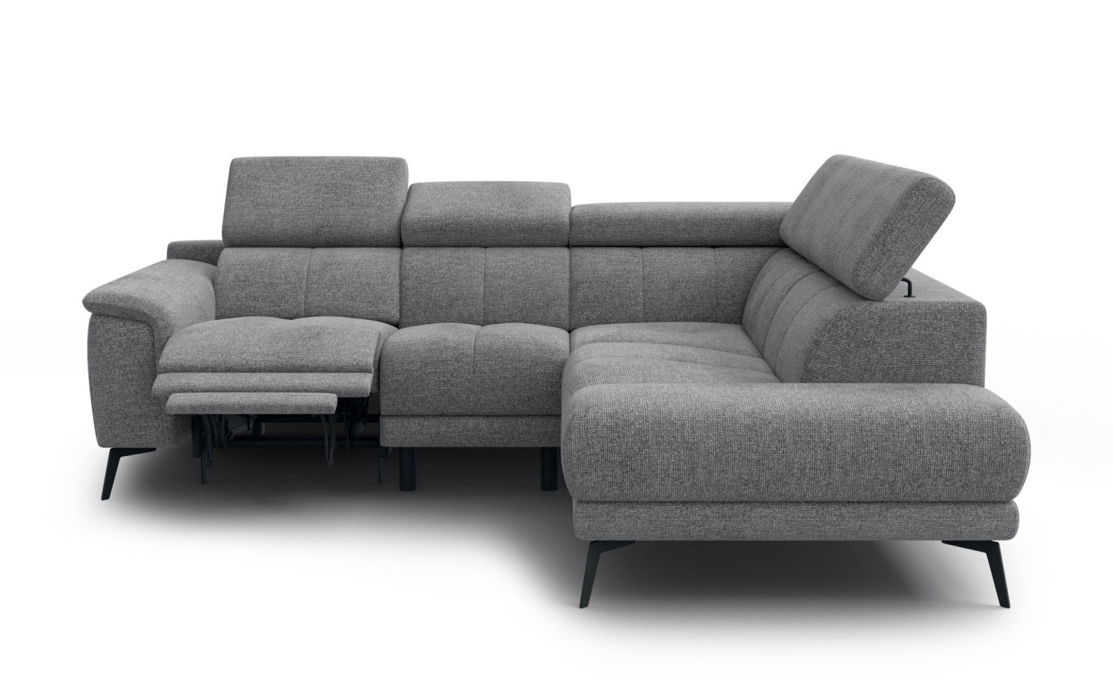 FIERO Ecksofa 4-Sitzer mit 1 Relaxfunktion und verstellbare Kopfstützen, grau