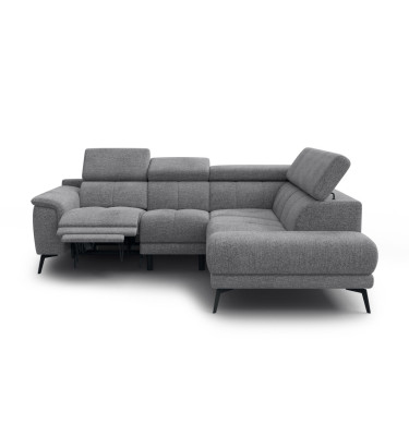 FIERO Ecksofa 4-Sitzer mit 1 Relaxfunktion und verstellbare Kopfstützen, grau