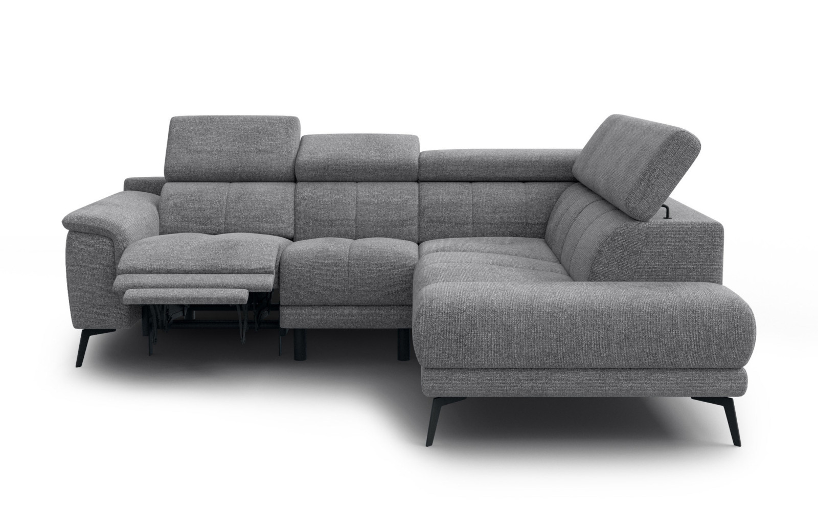 FIERO Ecksofa 4-Sitzer mit 1 Relaxfunktion und verstellbare Kopfstützen, grau