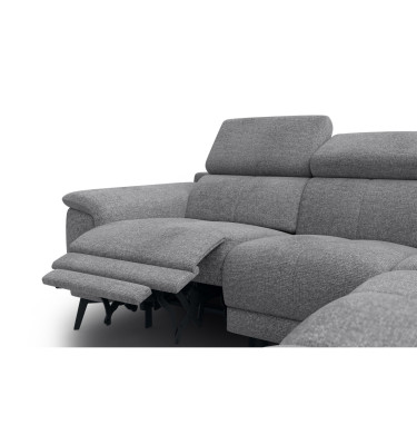 FIERO Ecksofa 4-Sitzer mit 1 Relaxfunktion und verstellbare Kopfstützen, grau