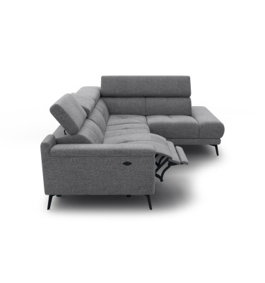 FIERO Ecksofa 4-Sitzer mit 1 Relaxfunktion und verstellbare Kopfstützen, grau