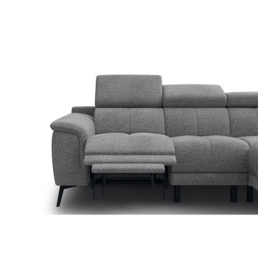 FIERO Ecksofa 4-Sitzer mit 1 Relaxfunktion und verstellbare Kopfstützen, grau