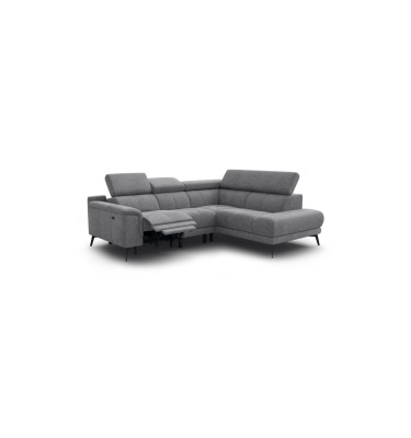 FIERO Ecksofa 4-Sitzer mit 1 Relaxfunktion und verstellbare Kopfstützen, grau