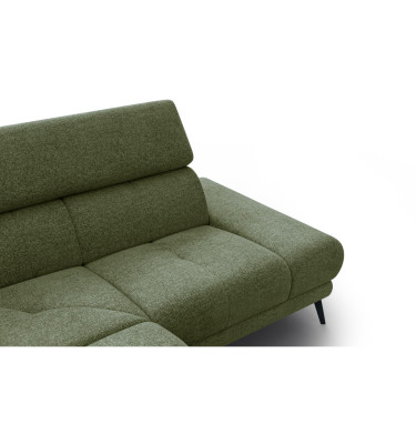 FIERO Ecksofa 4-Sitzer mit 1 Relaxfunktion und verstellbare Kopfstützen, olive