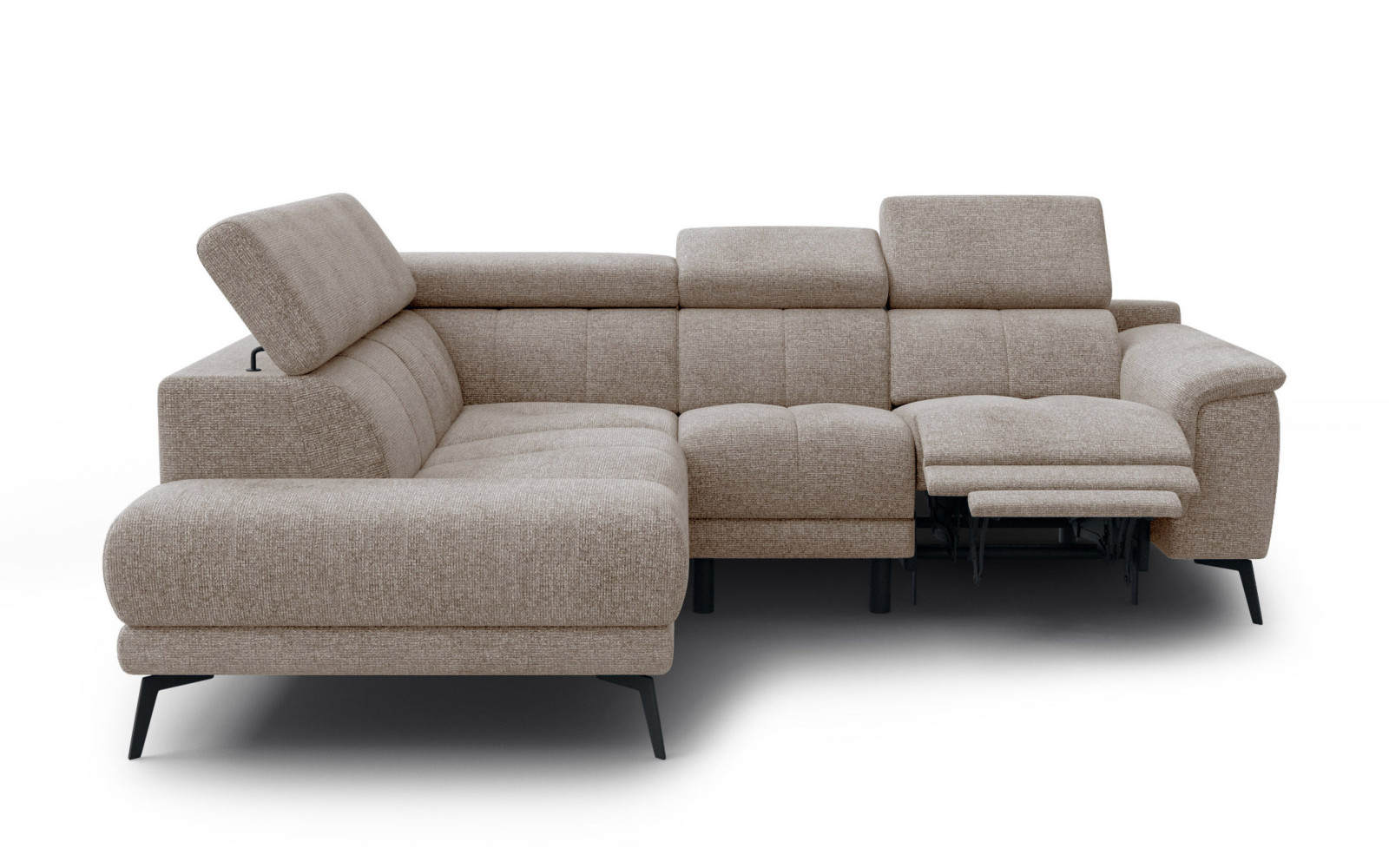 FIERO Ecksofa 4-Sitzer mit 1 Relaxfunktion und verstellbare Kopfstützen, taupe