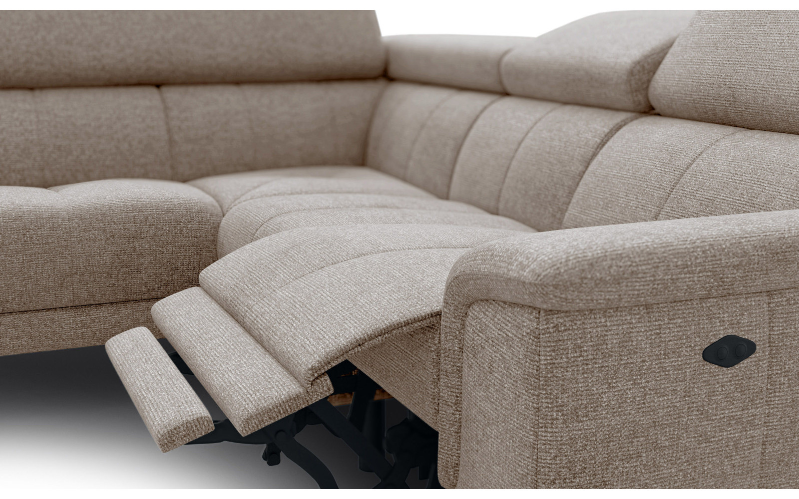 FIERO Ecksofa 4-Sitzer mit 1 Relaxfunktion und verstellbare Kopfstützen, taupe