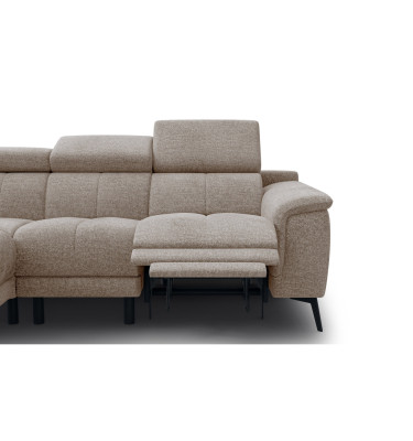 FIERO Ecksofa 4-Sitzer mit 1 Relaxfunktion und verstellbare Kopfstützen, taupe