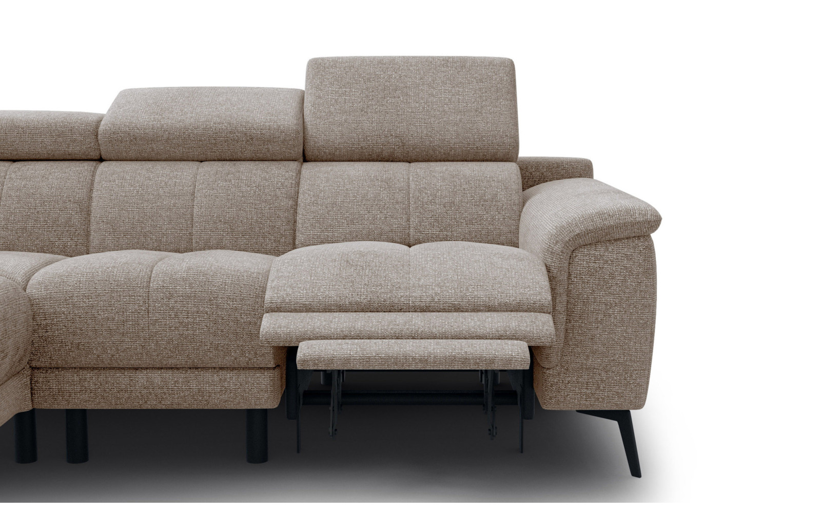 FIERO Ecksofa 4-Sitzer mit 1 Relaxfunktion und verstellbare Kopfstützen, taupe