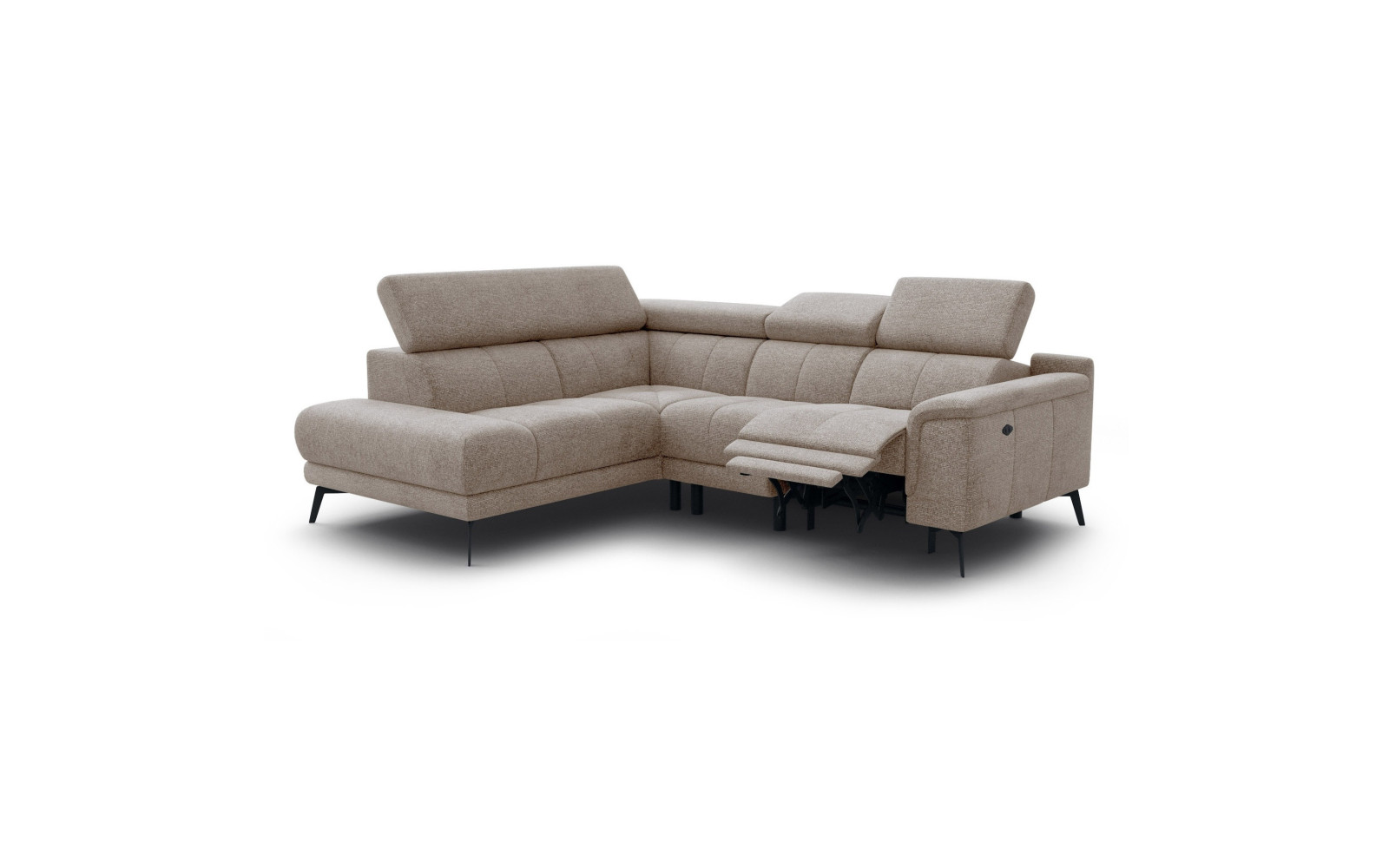 FIERO Ecksofa 4-Sitzer mit 1 Relaxfunktion und verstellbare Kopfstützen, taupe
