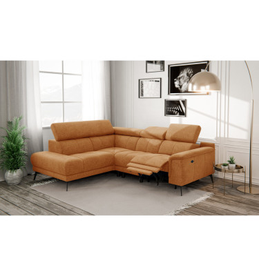 FIERO Ecksofa 4-Sitzer mit 1 Relaxfunktion und verstellbare Kopfstützen, orange