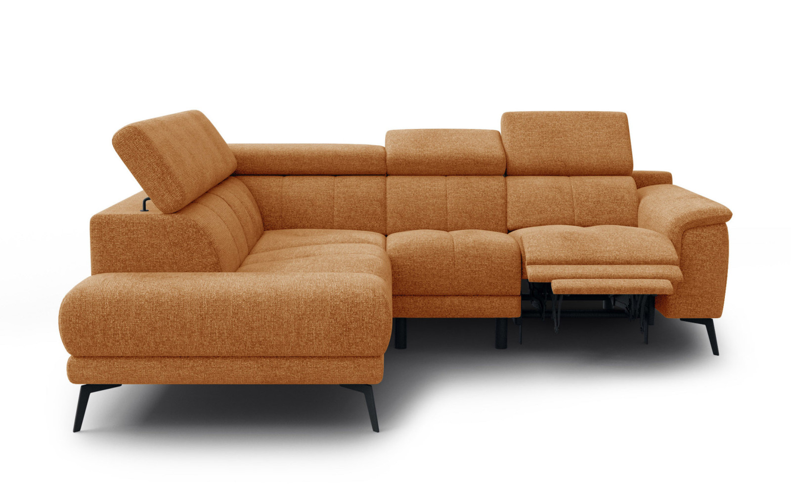 FIERO Ecksofa 4-Sitzer mit 1 Relaxfunktion und verstellbare Kopfstützen, orange