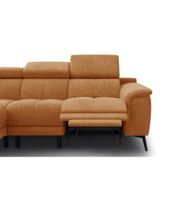 FIERO Ecksofa 4-Sitzer mit 1 Relaxfunktion und verstellbare Kopfstützen, orange