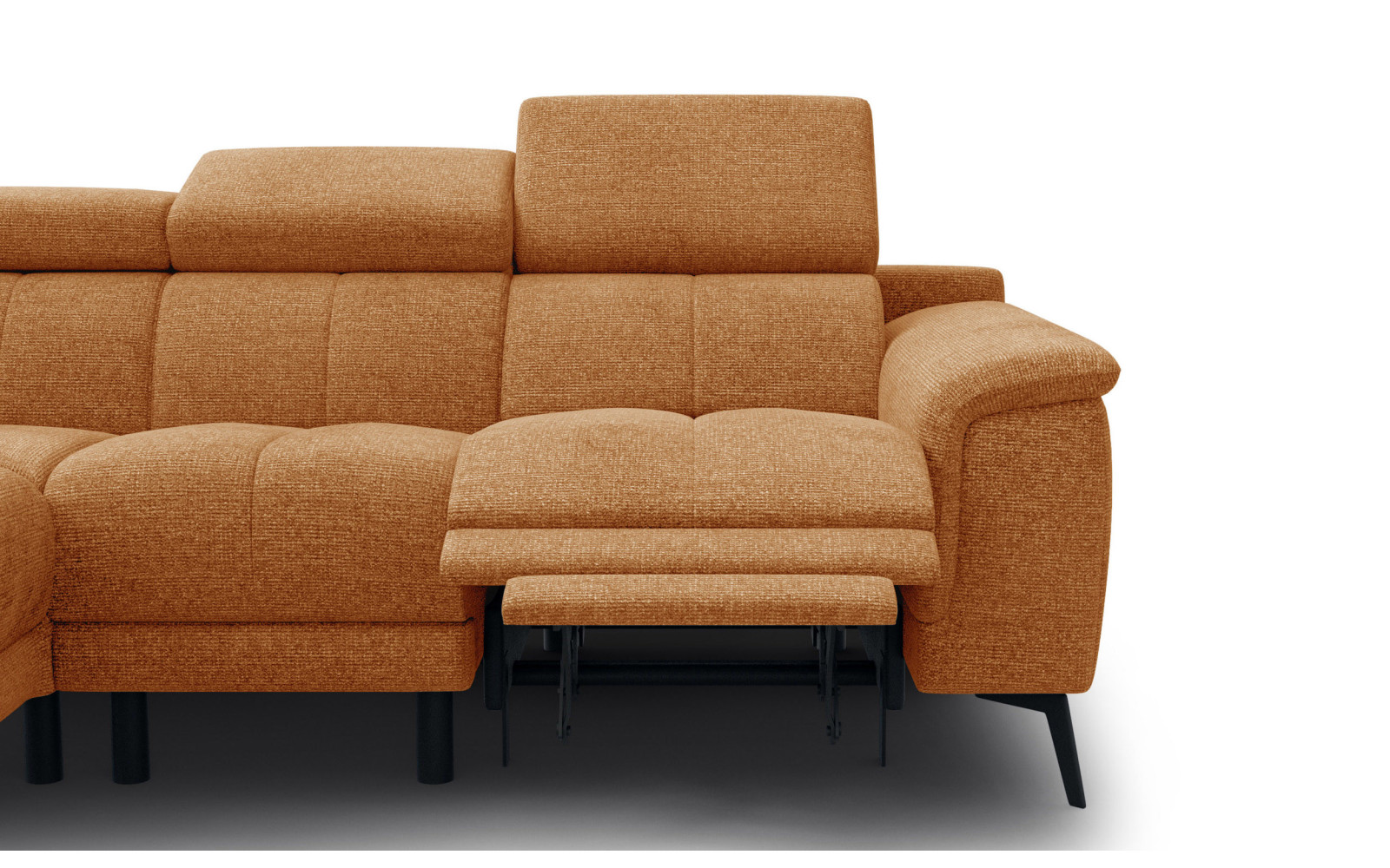 FIERO Ecksofa 4-Sitzer mit 1 Relaxfunktion und verstellbare Kopfstützen, orange