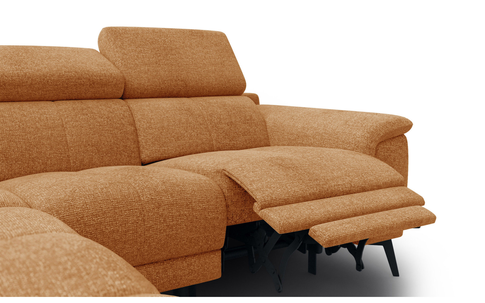 FIERO Ecksofa 4-Sitzer mit 1 Relaxfunktion und verstellbare Kopfstützen, orange