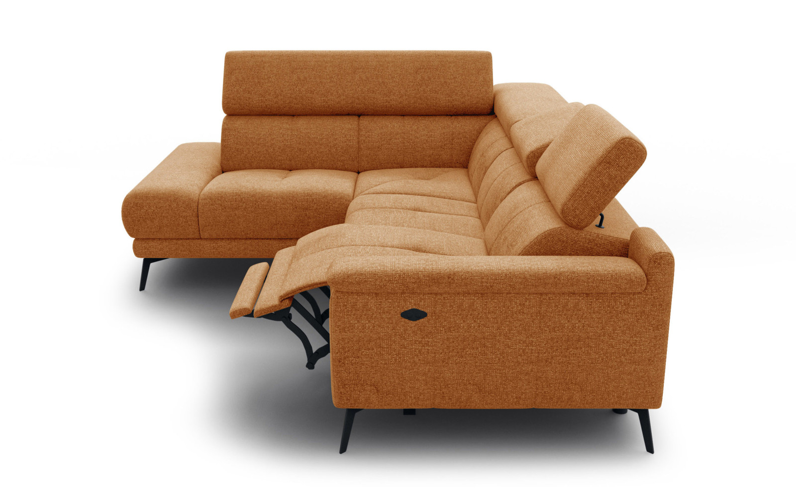 FIERO Ecksofa 4-Sitzer mit 1 Relaxfunktion und verstellbare Kopfstützen, orange