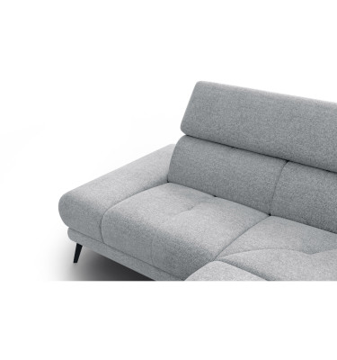 FIERO Ecksofa 4-Sitzer mit 1 Relaxfunktion und verstellbare Kopfstützen, silbergrau