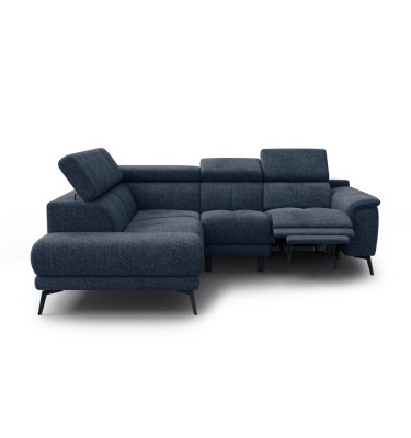 FIERO Ecksofa 4-Sitzer mit 1 Relaxfunktion und verstellbare Kopfstützen, marineblau