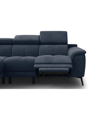 FIERO Ecksofa 4-Sitzer mit 1 Relaxfunktion und verstellbare Kopfstützen, marineblau