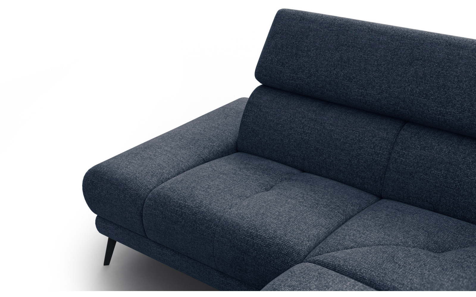 FIERO Ecksofa 4-Sitzer mit 1 Relaxfunktion und verstellbare Kopfstützen, marineblau