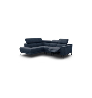 FIERO Ecksofa 4-Sitzer mit 1 Relaxfunktion und verstellbare Kopfstützen, marineblau