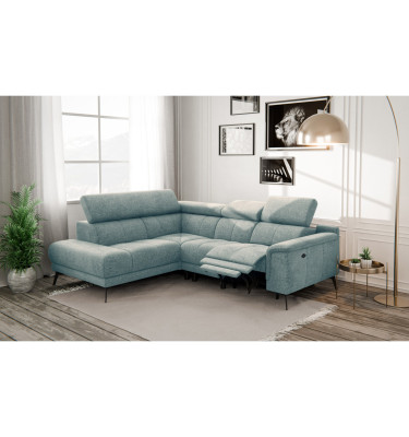 FIERO Ecksofa 4-Sitzer mit 1 Relaxfunktion und verstellbare Kopfstützen, mint