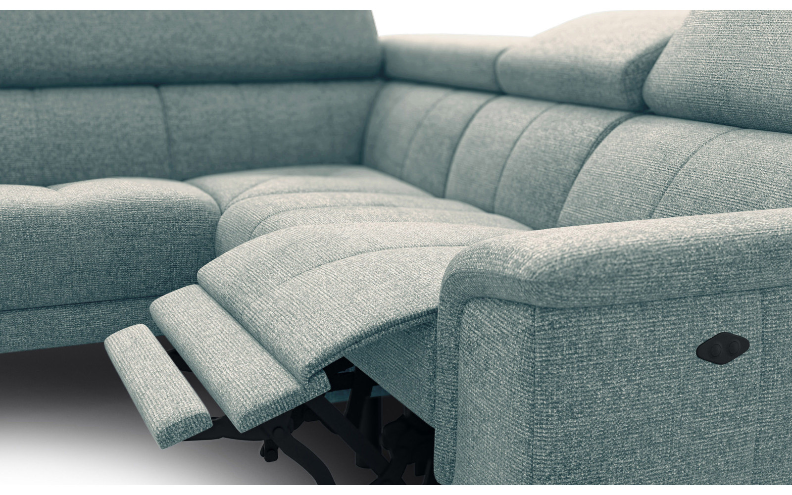 FIERO Ecksofa 4-Sitzer mit 1 Relaxfunktion und verstellbare Kopfstützen, mint