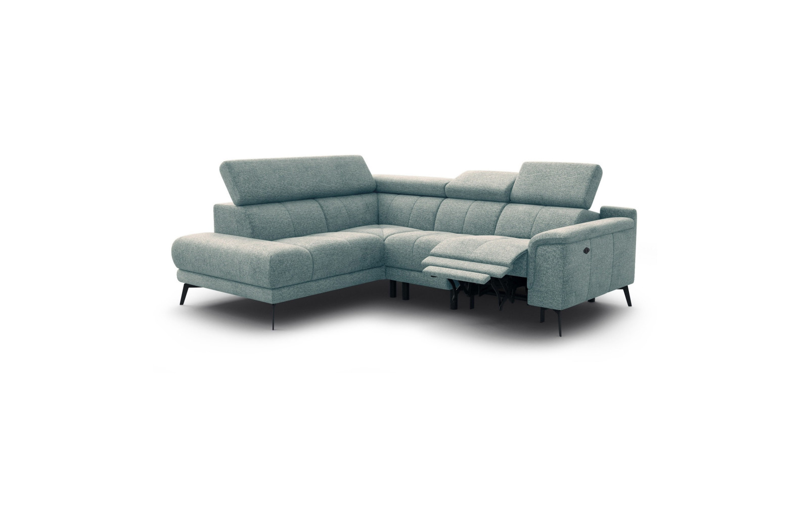 FIERO Ecksofa 4-Sitzer mit 1 Relaxfunktion und verstellbare Kopfstützen, mint