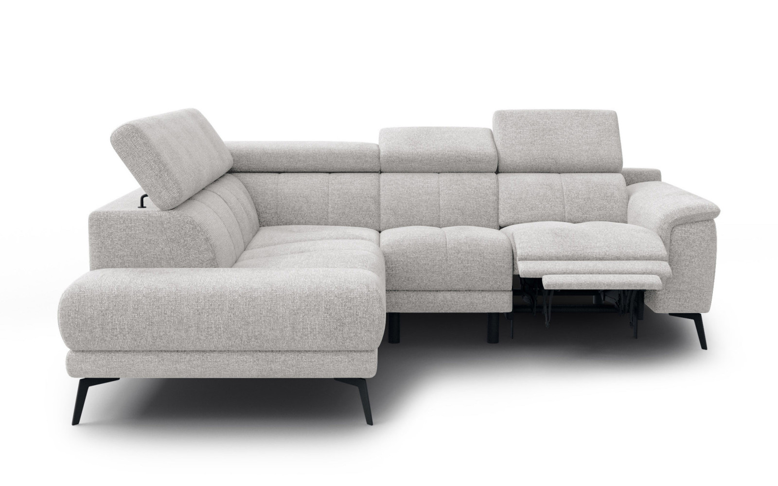 FIERO Ecksofa 4-Sitzer mit 1 Relaxfunktion und verstellbare Kopfstützen, creme