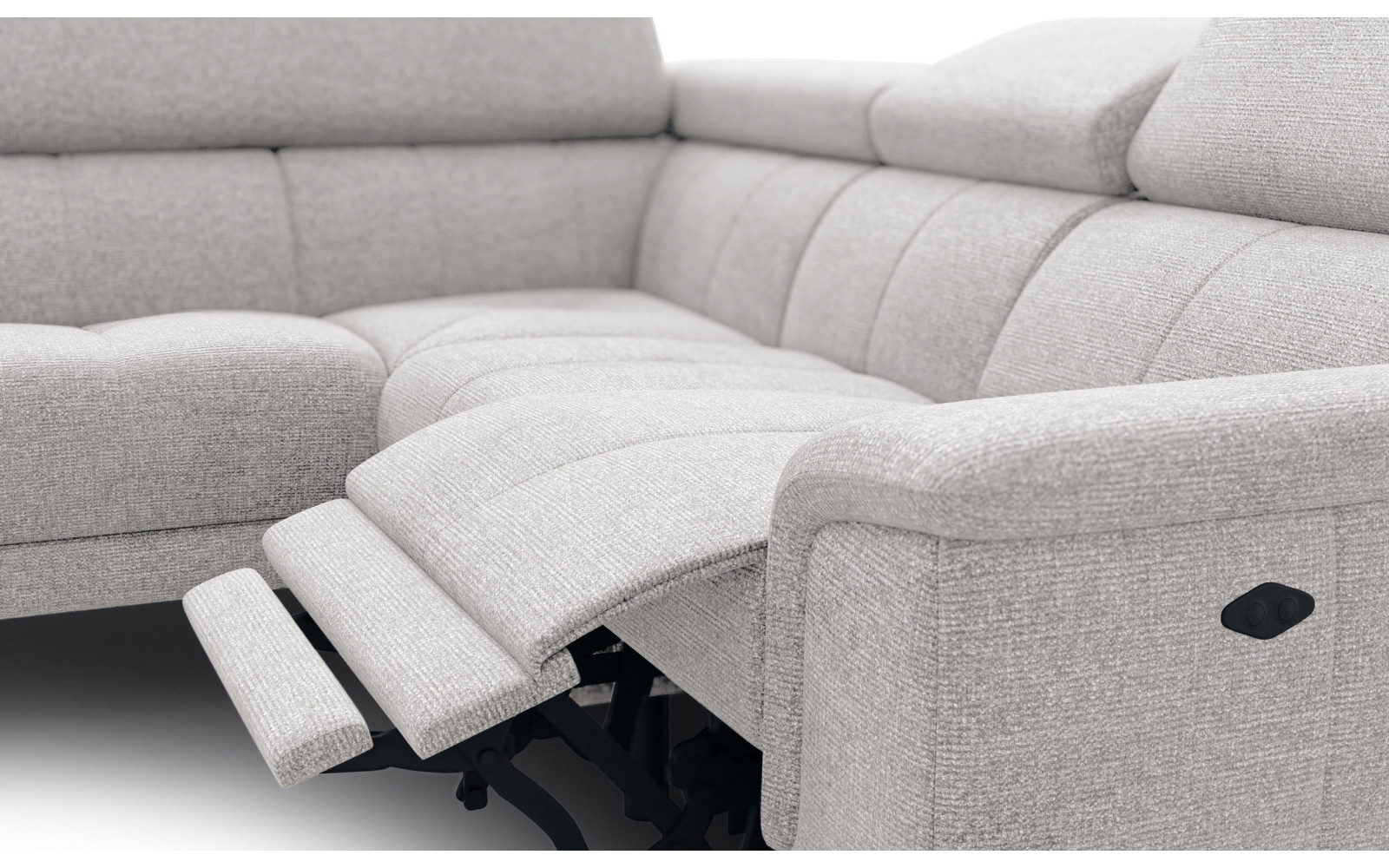 FIERO Ecksofa 4-Sitzer mit 1 Relaxfunktion und verstellbare Kopfstützen, creme