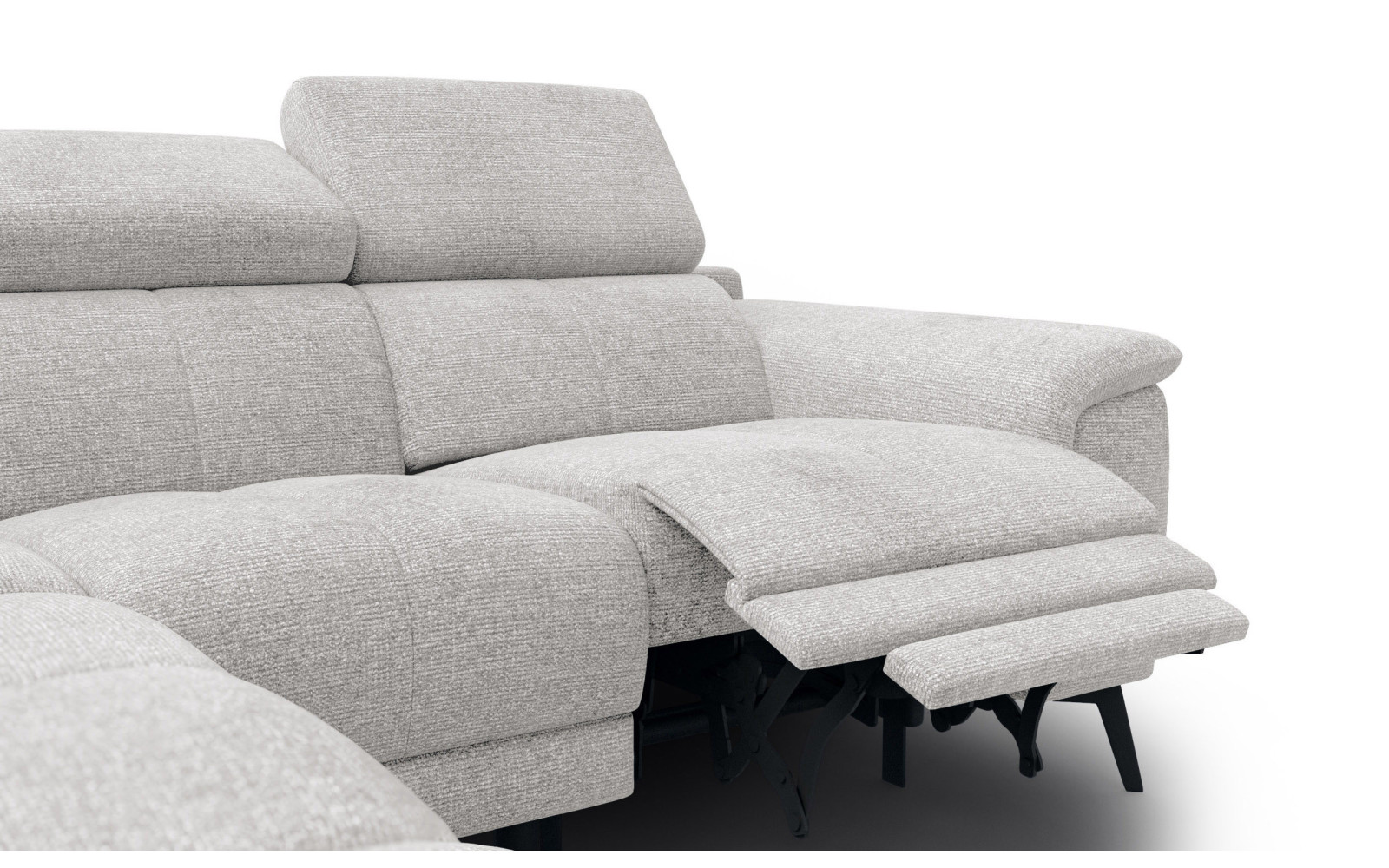 FIERO Ecksofa 4-Sitzer mit 1 Relaxfunktion und verstellbare Kopfstützen, creme