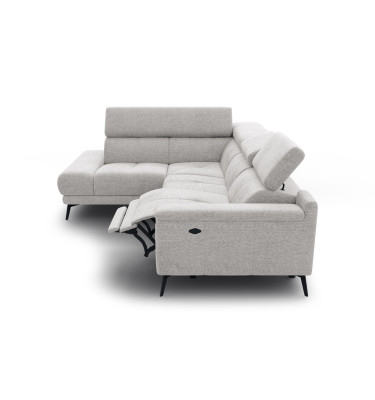FIERO Ecksofa 4-Sitzer mit 1 Relaxfunktion und verstellbare Kopfstützen, creme