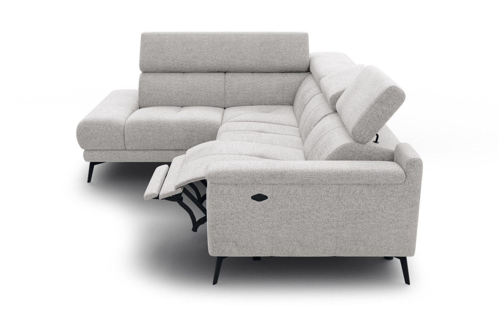 FIERO Ecksofa 4-Sitzer mit 1 Relaxfunktion und verstellbare Kopfstützen, creme
