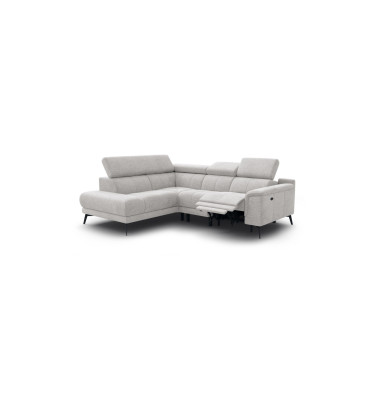 FIERO Ecksofa 4-Sitzer mit 1 Relaxfunktion und verstellbare Kopfstützen, creme