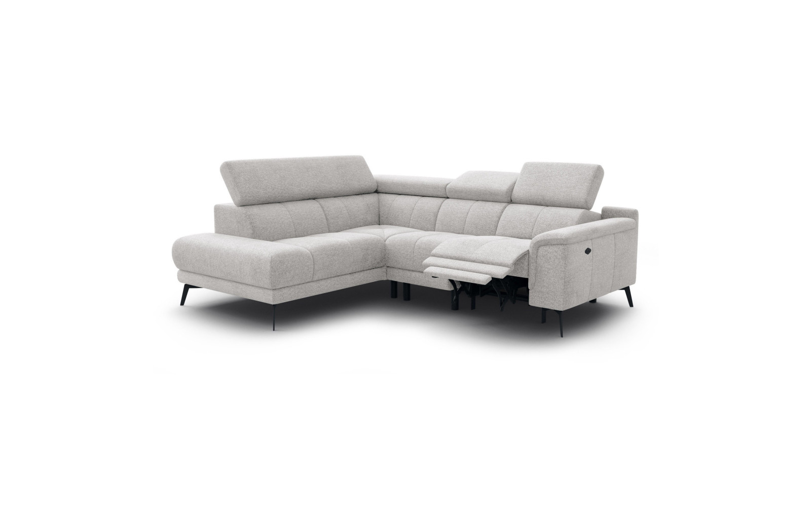 FIERO Ecksofa 4-Sitzer mit 1 Relaxfunktion und verstellbare Kopfstützen, creme