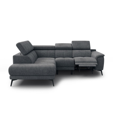 FIERO Ecksofa 4-Sitzer mit 1 Relaxfunktion und verstellbare Kopfstützen, dunkelgrau