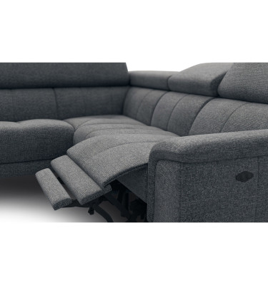 FIERO Ecksofa 4-Sitzer mit 1 Relaxfunktion und verstellbare Kopfstützen, dunkelgrau