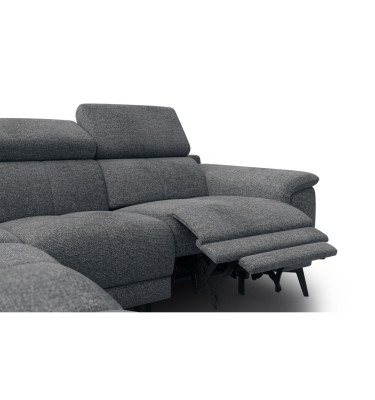 FIERO Ecksofa 4-Sitzer mit 1 Relaxfunktion und verstellbare Kopfstützen, dunkelgrau