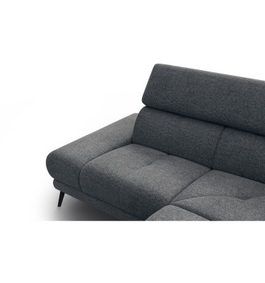 FIERO Ecksofa 4-Sitzer mit 1 Relaxfunktion und verstellbare Kopfstützen, dunkelgrau