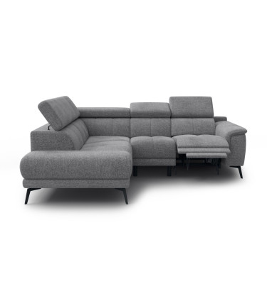 FIERO Ecksofa 4-Sitzer mit 1 Relaxfunktion und verstellbare Kopfstützen, grau