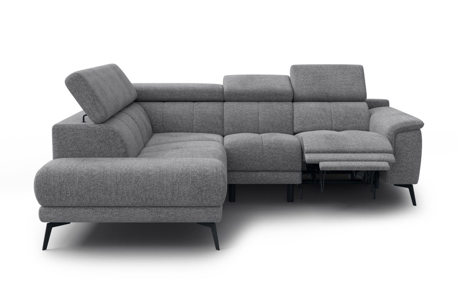 FIERO Ecksofa 4-Sitzer mit 1 Relaxfunktion und verstellbare Kopfstützen, grau