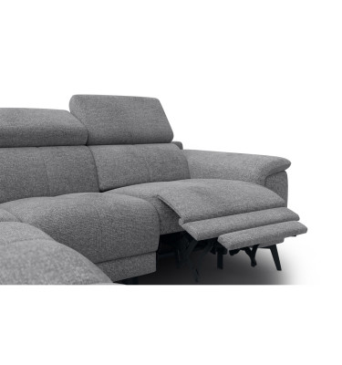 FIERO Ecksofa 4-Sitzer mit 1 Relaxfunktion und verstellbare Kopfstützen, grau