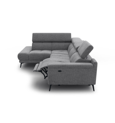 FIERO Ecksofa 4-Sitzer mit 1 Relaxfunktion und verstellbare Kopfstützen, grau