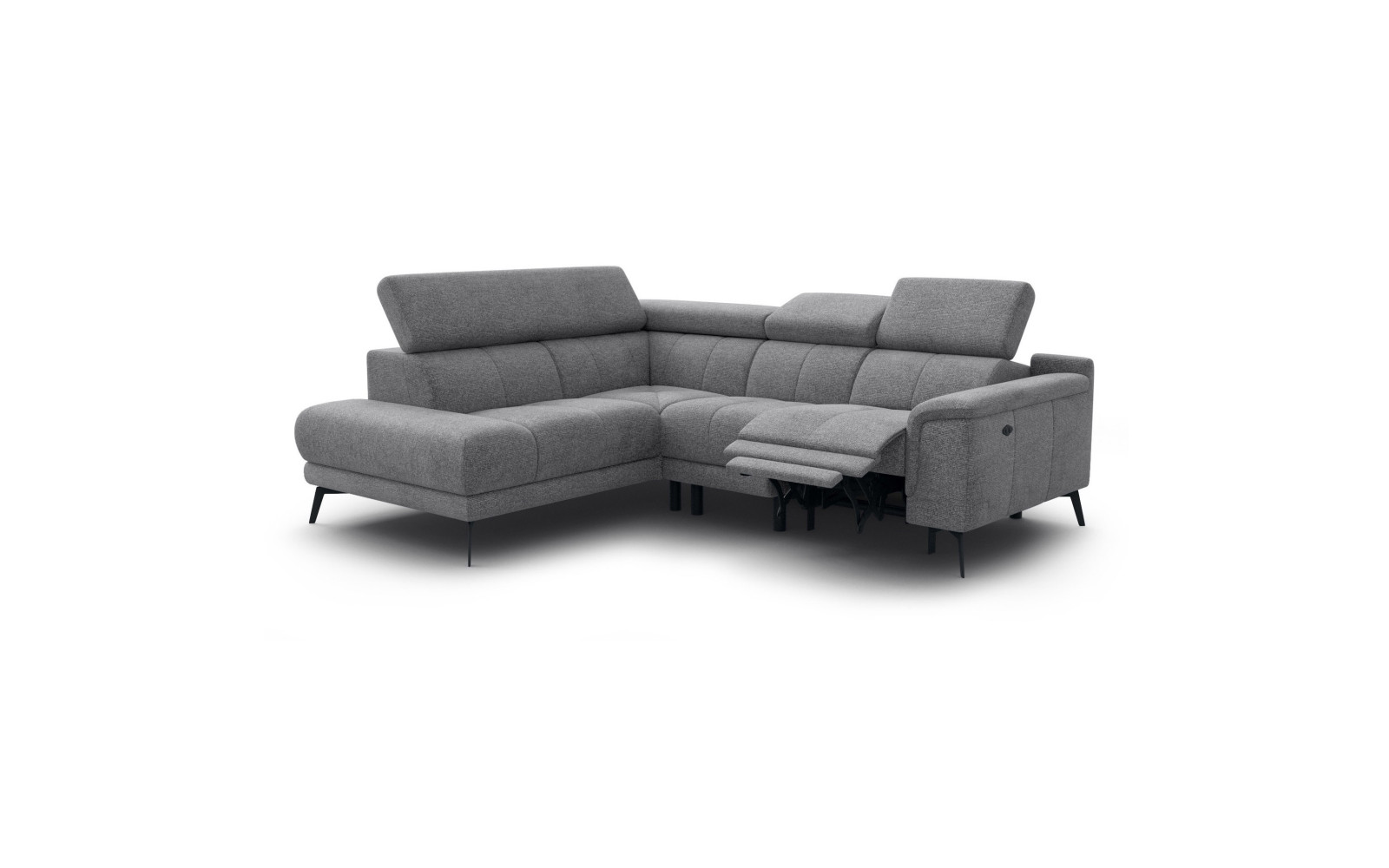 FIERO Ecksofa 4-Sitzer mit 1 Relaxfunktion und verstellbare Kopfstützen, grau