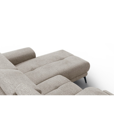 FIERO Ecksofa 3-Sitzer mit 1 Relaxfunktion und verstellbare Kopfstützen, taupe