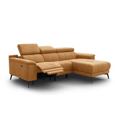 FIERO Ecksofa 3-Sitzer mit 1 Relaxfunktion und verstellbare Kopfstützen, orange