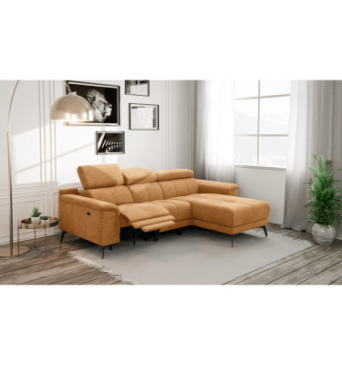 FIERO Ecksofa 3-Sitzer mit 1 Relaxfunktion und verstellbare Kopfstützen, orange